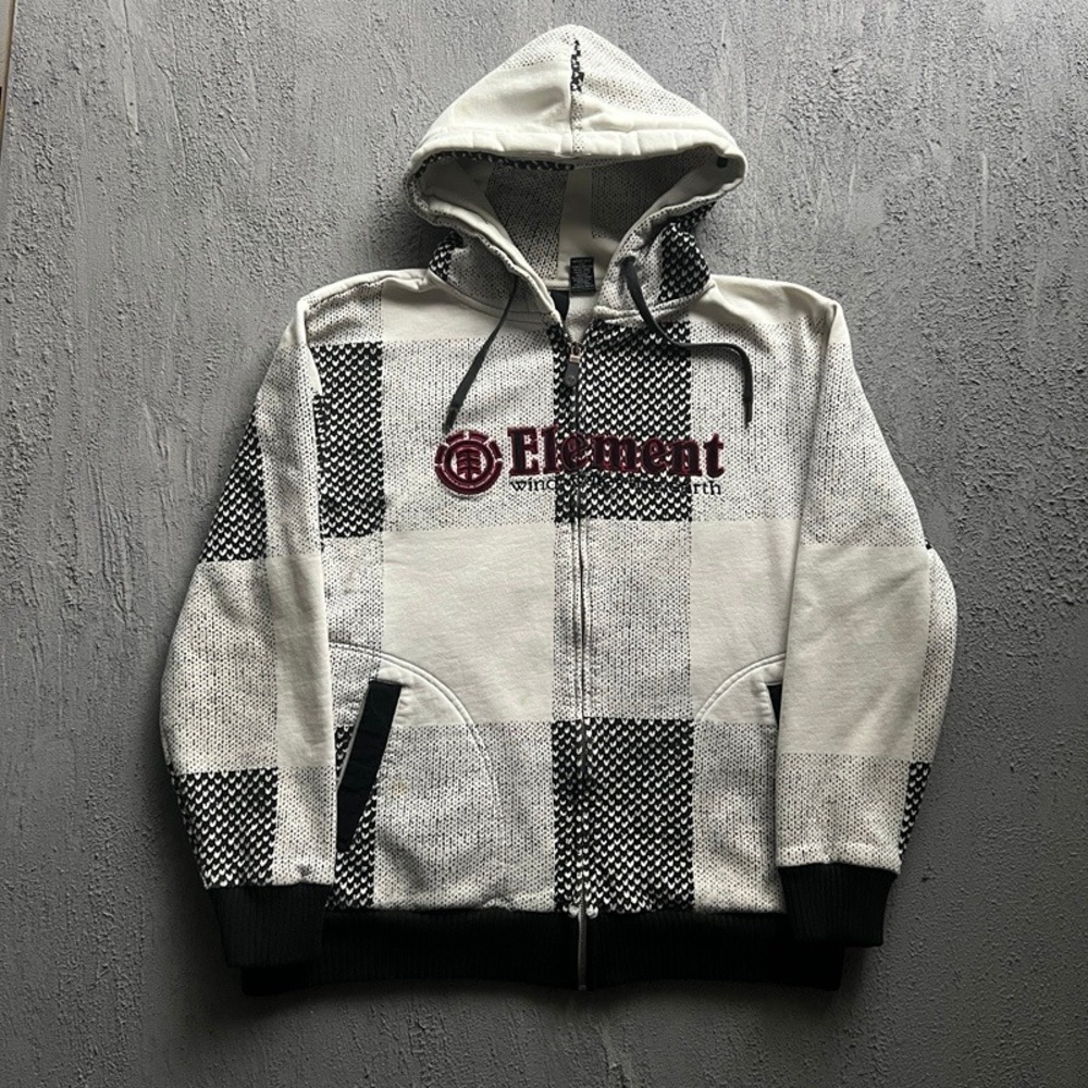 Vintage Element Zip Up Hoodie Large White 2000s Y2K Skate Streetwear